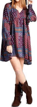 Velzera Baby Doll Color Block Dress In Red