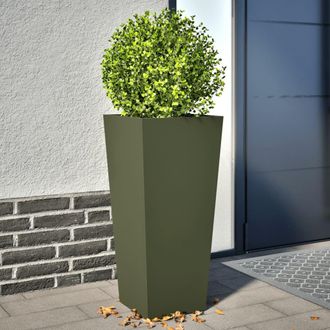 Berkfield Home Garden Planters Olive Green 2 pcs 35x35x75 cm Steel | Size: 35 x 35 x 75 cm