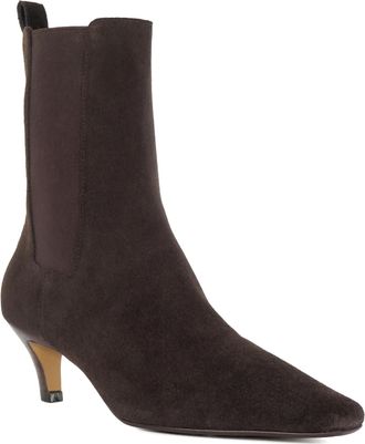 Dune London Womens Ladies Wf Odele - Wide Fit Chisel Toe Kitten Heel Chelsea Ankle Boo - Brown Suede - Size UK 3