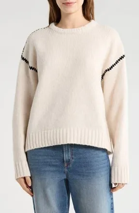 Elodie Stitched Sweater in Beige at Nordstrom Rack, Size X-Small