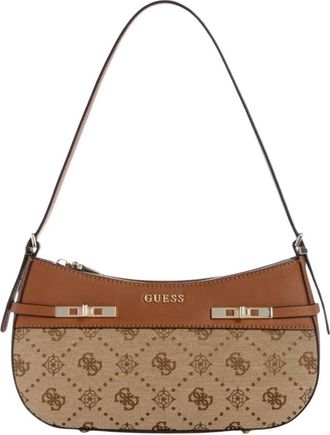 Guess Melinda Logo Shoulder Bag - Dames - Schoudertassen - Bruin - ONE Size - Leer - Tassen
