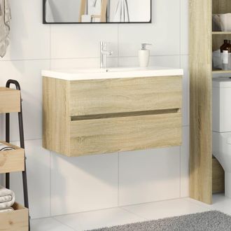 Berkfield Home 2 Piece Bathroom Furniture Set Ceramic & Engineered Wood in Brown