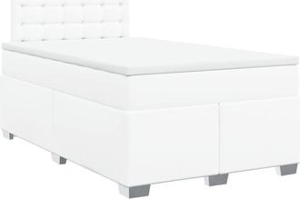 vidaXL Vidaxl - Cama box spring con colchón cuero sintético blanco 120x190 cm