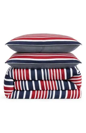 Tommy Hilfiger Favorite Stripe Comforter & Shams Set in White/medium Red/navy Blue at Nordstrom, Size Full/queen