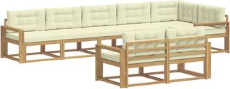 vidaXL Conjunto De Sof&aacute;s De Exterior 6 Uds. Blanco Y Crema Poli&eacute;ster Vidaxl