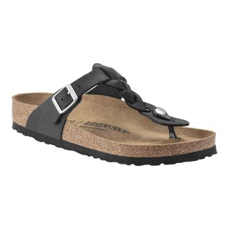 Birkenstock Gizeh Braided Oiled Leather Sandals in Black Women
