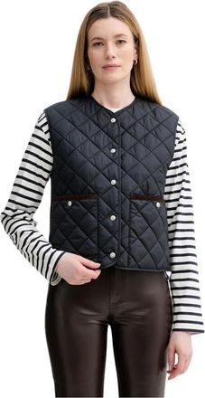 Marc O'Polo Collarless Quilted Vest - Dames - Bodywarmers - Blauw - 2XS - Polyester - Jassen