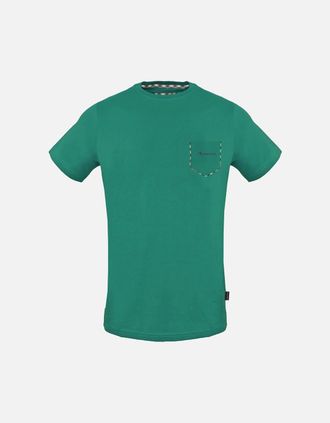 Aquascutum Mens Aquascutum Check Pocket Trim Green T-Shirt - Size: 38