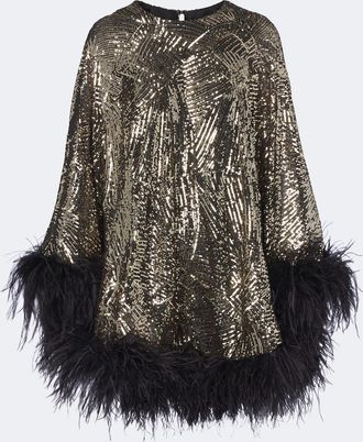 Taller Marmo Vegas Disco feather-trimmed minidress
