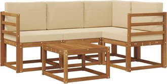 vidaXL Conjunto De Sof&aacute;s De Exterior 5 Uds. Natural Y Beige Vidaxl