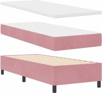 vidaXL Box Spring Bed with Mattress Pink 80 x 200 cm Velvet vidaXL