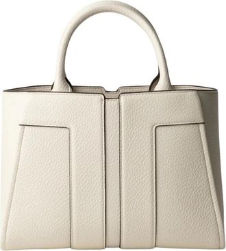 Elisabetta Franchi Shopper met contrasterende biezen - Dames - Handtassen - Wit - ONE Size - Leer - Tassen