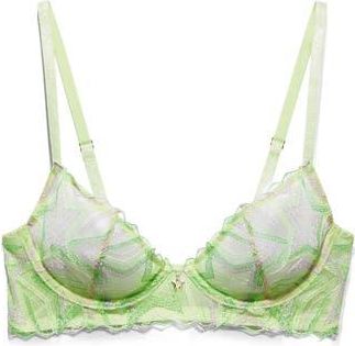 Savage x Fenty Shining Star Embroidered Unlined Demi Bra in Lime Green And Lavender at Nordstrom Rack, Size 36Ddd