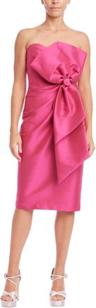 Badgley Mischka Bow Front Strapless Cocktail Dress In Hot Fuschia
