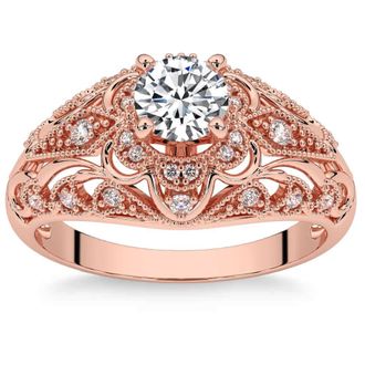 Pompeii3 1 1/2Ct Diamond Vintage Engagement Ring 14k Gold Lab Grown