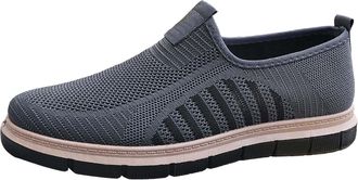 Generic Fashion Spring and Summer Men Sports Shoes Flat Bottom Lightweight Mesh Breathable Comfortable Solid Color Features: Loafer Shoes for Men and (Grey, 5