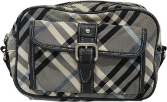 Burberry Nova Check Blue Label Nylon Gray Nylon Bag (Pre-Owned)