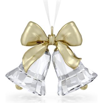 Swarovski Holiday Magic Bells Crystal Ornament in Clear/gold at Nordstrom