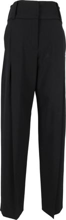 Sportmax Black Girino Pleated High-Waist Wide-Leg Pants
