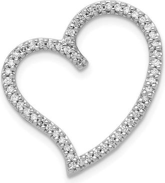 Diamond2Deal 14k White Gold 1/4ct. Diamond Heart Chain Slide Pendant