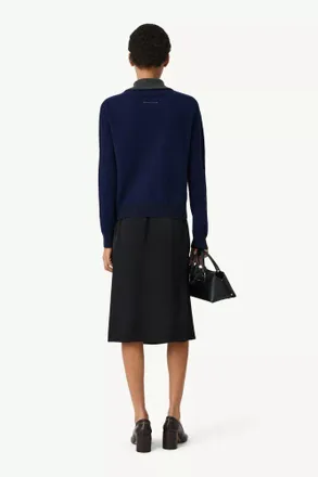 Maison Margiela Half-Zip Wool Sweater - Navy