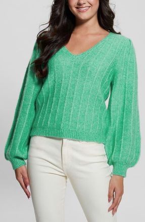 Guess Madeline Pointelle Detail Sweater in Sea Glass Green at Nordstrom, Size X-Small