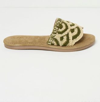 Fat Face FatFace Maira Green Scallop Sliders