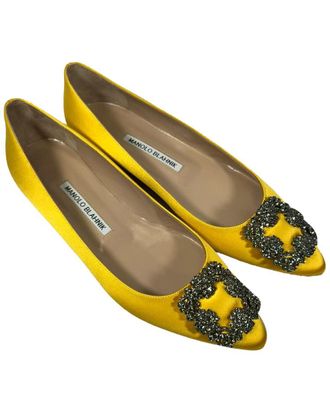 Manolo Blahnik Womens Satin Jewel Buckle Pump (Authentic Pre-Loved)