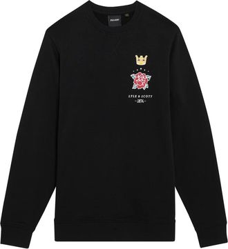 Lyle & Scott Hoodies & sweatvesten, Heren, Zwart, S, Mid Layers Rose and Crown Grafische Crew Neck