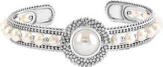 Effy Sterling Silver Cultured Freshwater Pearl Cuff Bracelet in White at Nordstrom Rack, Size 7