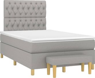 vidaXL Vidaxl - Cama Box Spring Con Colch&oacute;n Tela Gris Claro 120x190 Cm