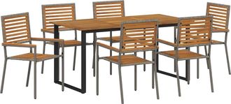 vidaXL Conjunto De Comedor De Jard&iacute;n 7 Uds. Gris Vidaxl