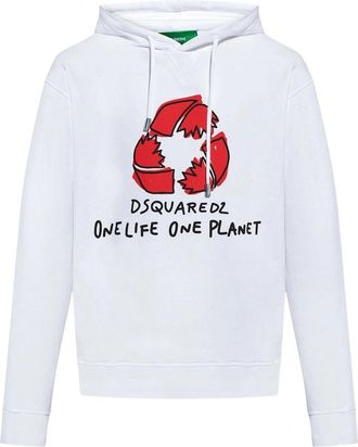 Dsquared2 Mens Dsquared2 One Life one Planet White Hoodie - Size: 38