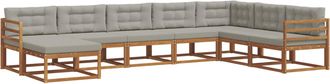 vidaXL Conjunto De Sof&aacute;s De Exterior 8 Uds. Gris Natural Y Claro Vidaxl