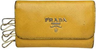 Prada Pre-owned Leren Sleutelhangers - unisex - Vintage Accessoires - Geel - ONE Size - Leer - Vintage