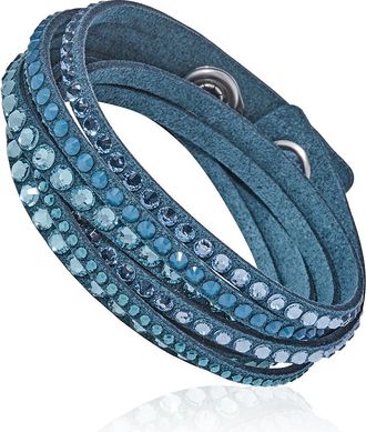 Swarovski Slake Teal 2 in 1 Suede Wrap Bracelet 5043496-M- Medium