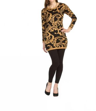 Papillon Filagree Design Lurex Detail Sweater Dress In Black/gold