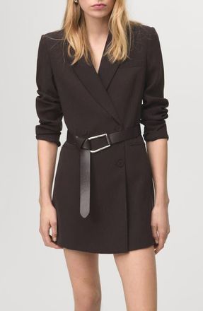 Mango Loida Long Sleeve Double Breasted Coat Dress in Chocolate at Nordstrom, Size 10