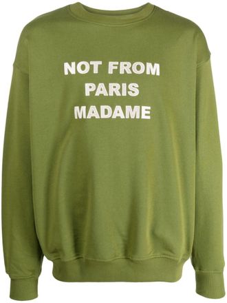 Drôle de Monsieur Le slogan-embroidered sweatshirt - men - Cotton - S - Green