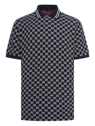 Gucci GG-pattern coton polo shirt - men - Cotton - L - Blue