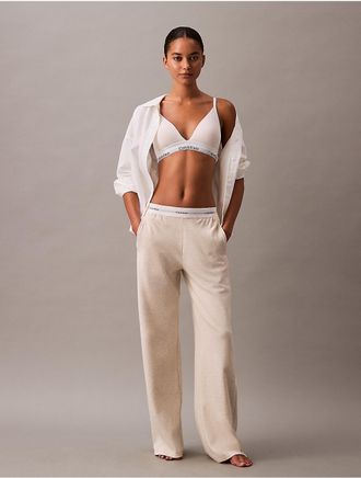 Calvin Klein Womens Terry Lounge Wide Leg Pants - Neutral - XL