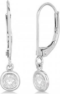 Allurez Leverback Dangling Drop Diamond Earrings 14k White Gold (0.40ct)