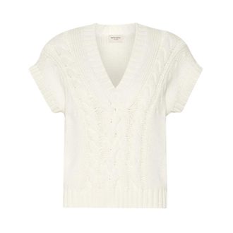 Max Mara Chaleco de punto de algod&oacute;n con trenzas - Knitwear - Mujer - Blanco - XS