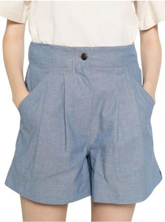 Moncler Chambray Shorts - Dames - Korte Broeken - Blauw - L - Katoen - Korte Broeken