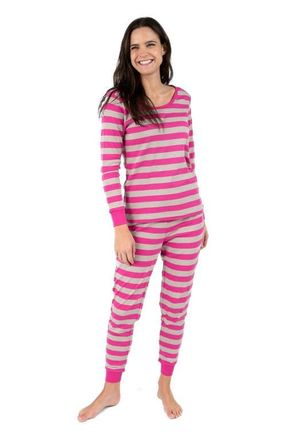 Leveret Womens Cotton Striped Matching Family Pajamas in Berry & Chime at Nordstrom, Size X-Large