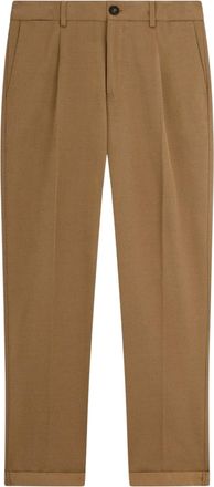 Ballantyne Pleated Tailored Cotton Virgin Wool-Blend Straight Pants