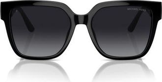 Michael Kors Karlie 54mm Polarized Square Sunglasses in Black /Grey Gradient Polar at Nordstrom