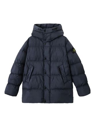 Stone Island Gekreukt gewatteerd jack - Blauw
