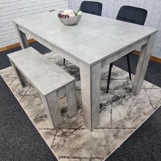 Kosy Koala Modern Grey Dining Table Set with 2 Black Velvet Chairs & 1 Bench Dining Room Furniture in Brown