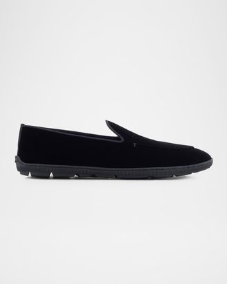Giorgio Armani Men & apos;s Velvet Rubber-Sole Slipper Loafers